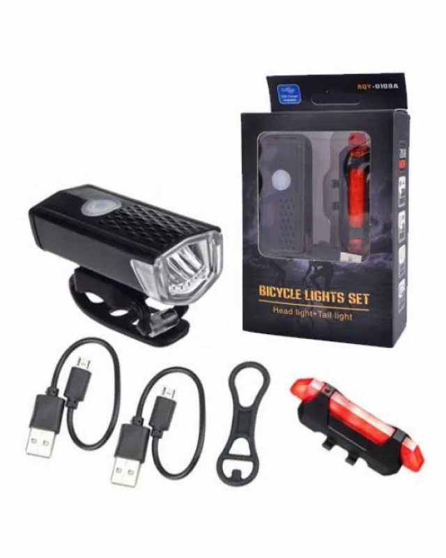 Комплект ліхтарів CYGM-2218-XPE 5LED перед + зад micro USB